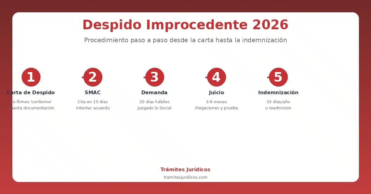 Procedimiento despido improcedente 2026: Pasos desde la carta hasta la indemnización